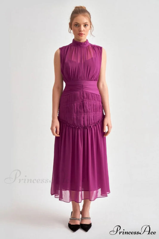 Leilani Elegant Midi Dress S / Purple