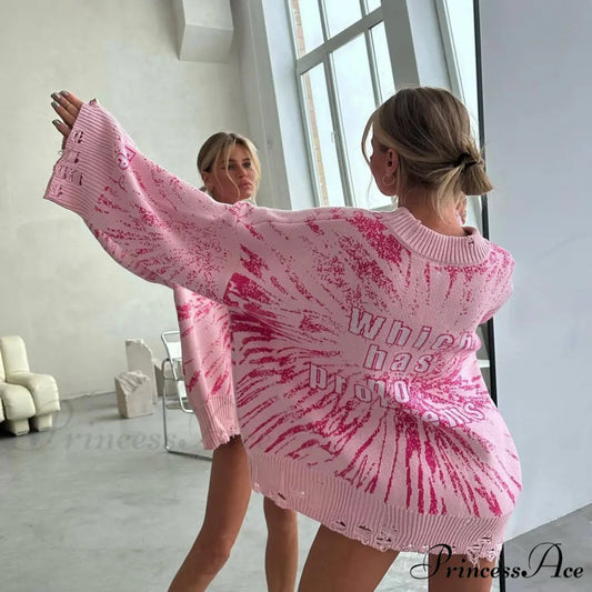 Letter Embroidery Inactive Style Sweater swraters-241228