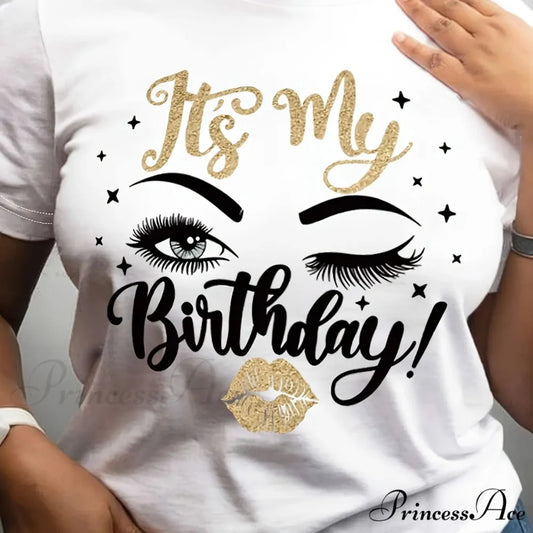 Letter & Graphic Print Women’s Spring & Summer Short Sleeve Crew Neck Top T-shirt WHITE / S