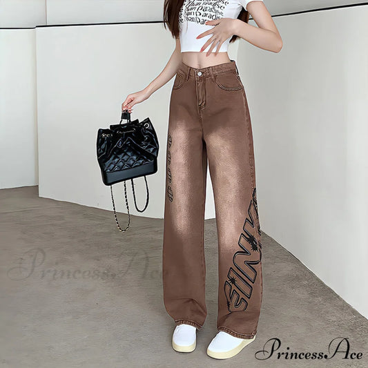 Letter Print Fashion Y2K Demin Jeans