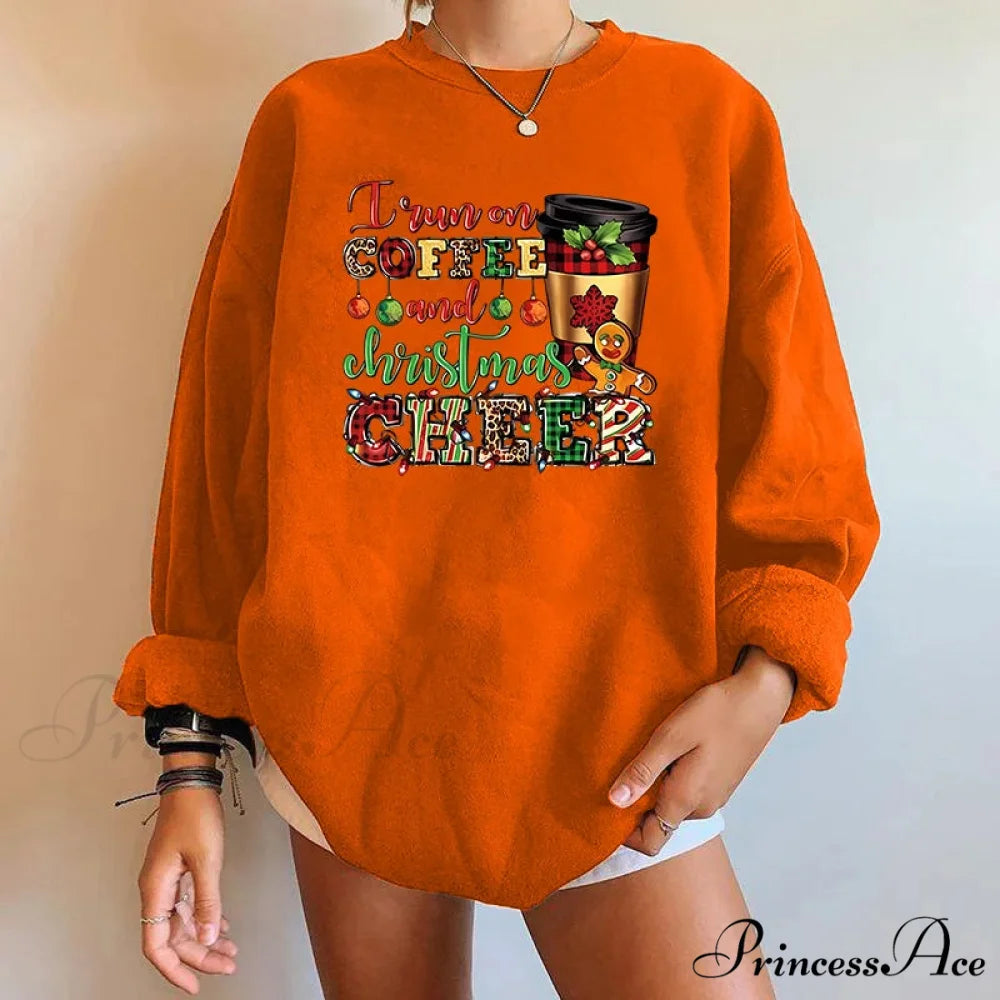 Letter Y2K Trendy Round Neck Casual Autumn Spring Christmas Hoodie Light Yellow / S Christmas Hoodies-L