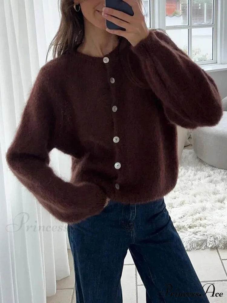 Light Long Sleeve Solid Knit Cardigan cardigans-241228