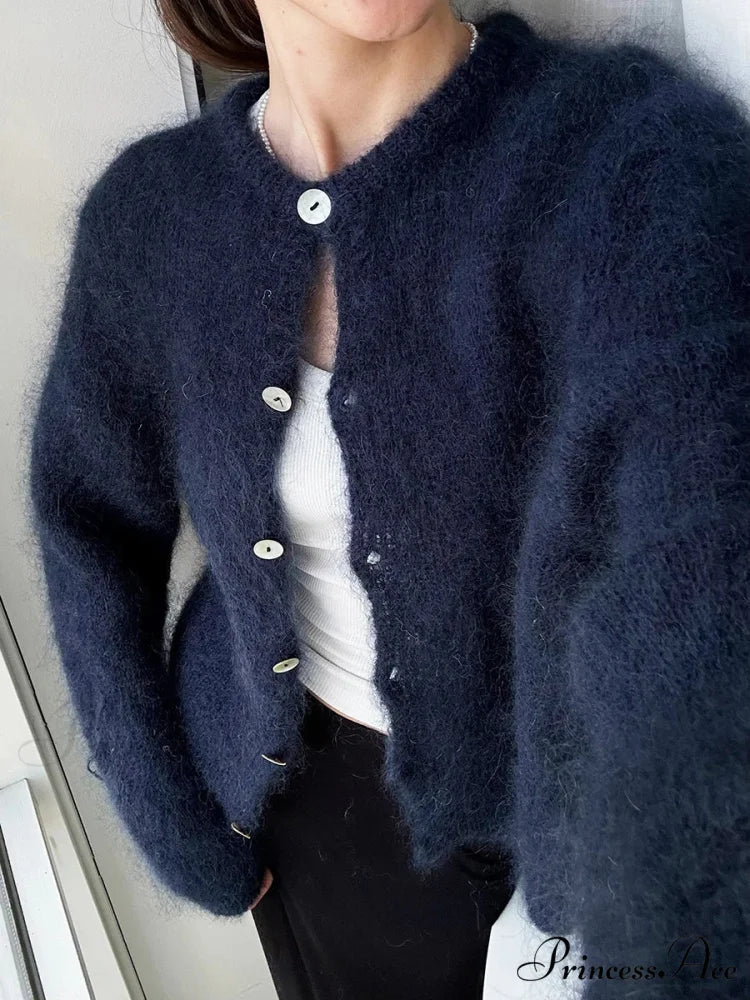 Light Long Sleeve Solid Knit Cardigan cardigans-241228