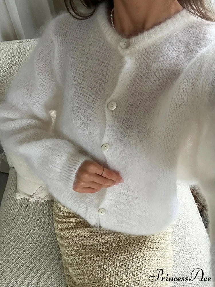 Light Long Sleeve Solid Knit Cardigan cardigans-241228