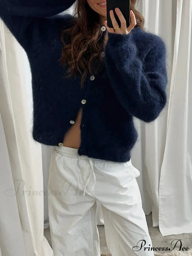 Light Long Sleeve Solid Knit Cardigan grey / S cardigans-241228