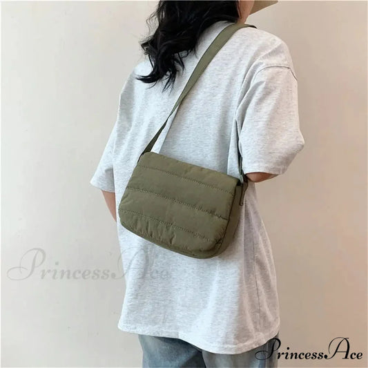 Light Solid Color Cotton Informal Crossbody Green crossbody-250126