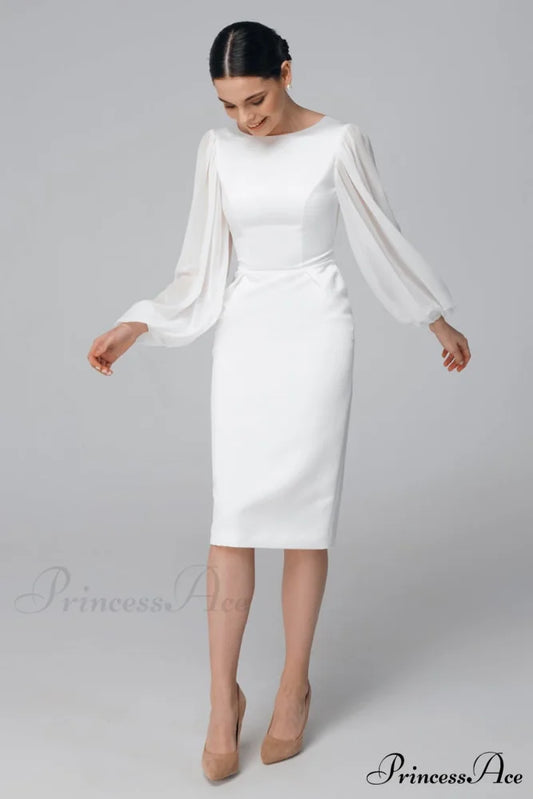 Lillia Long Graceful Sleeve Midi Dress White / 2