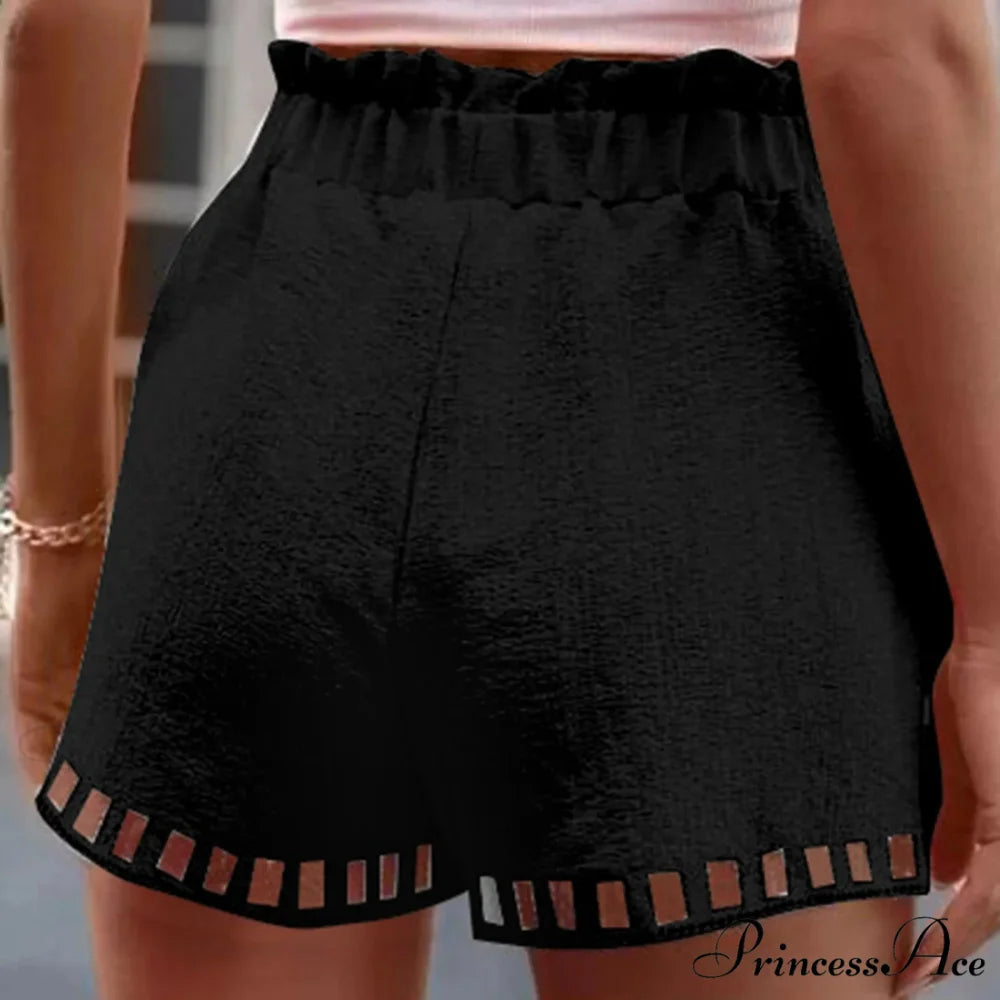 Linen Cotton Hollowed-Out Seaside Short short-250223