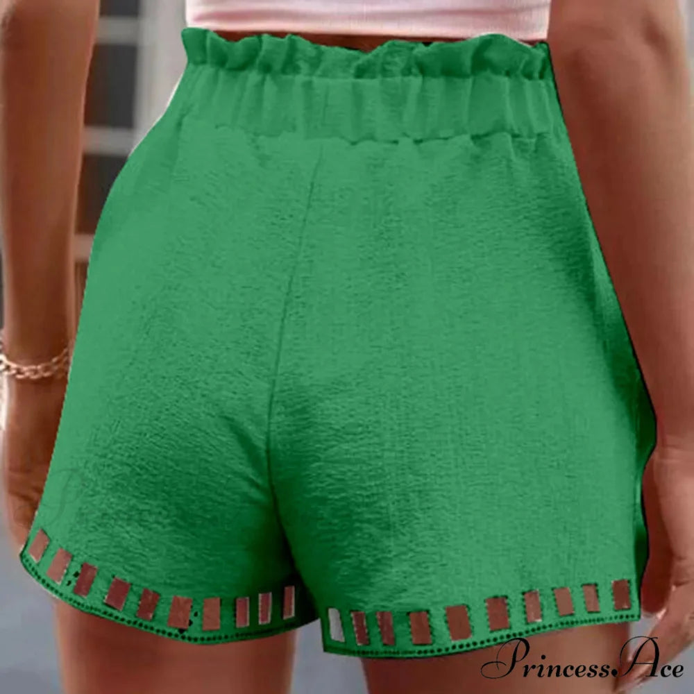 Linen Cotton Hollowed-Out Seaside Short short-250223