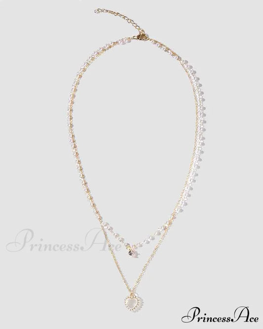 Lock Heart Double with Necklace Chains