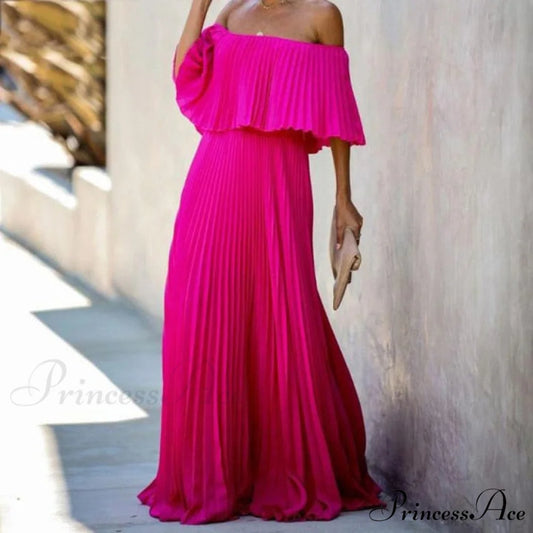 Long Sexy Strapless Maxi Dresses 01 Rose Red / S