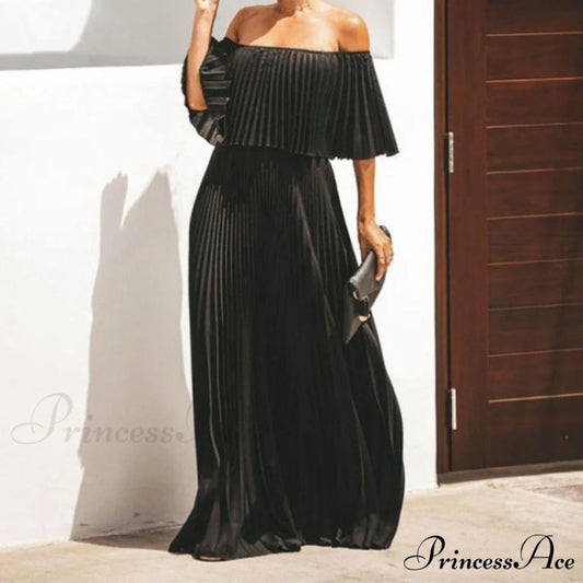Long Sexy Strapless Maxi Dresses 02 Black / S
