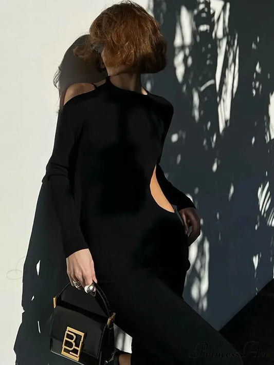 Long Sleeve Backless Party for Women Clothes Club Elegant Gown Hot Midi Dress Fashion Outfits