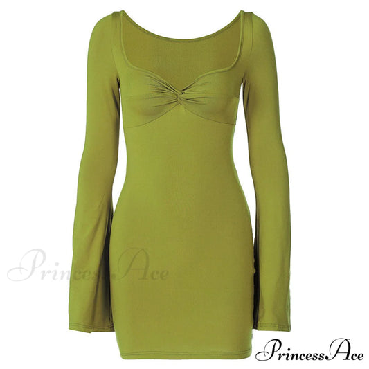 Long Sleeve Blouse Wide Leg Classic Pant Matching Set - Green M / Green