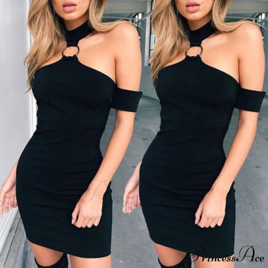 Long Sleeve Evening Black Party Bodycon Dress black / XL