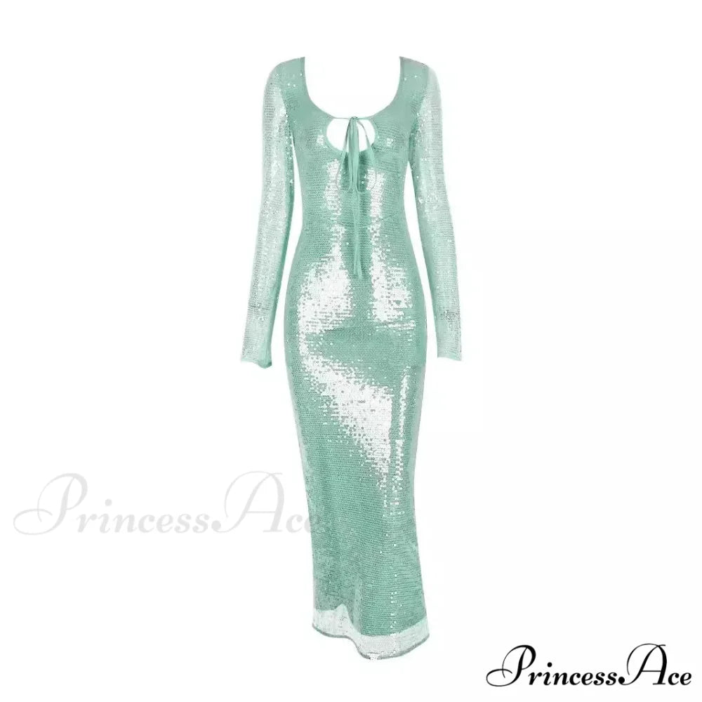 Long Sleeve Formal Occasion Dresses Sequins Elegant Maxi Dress Wedding Christmas Party Dress