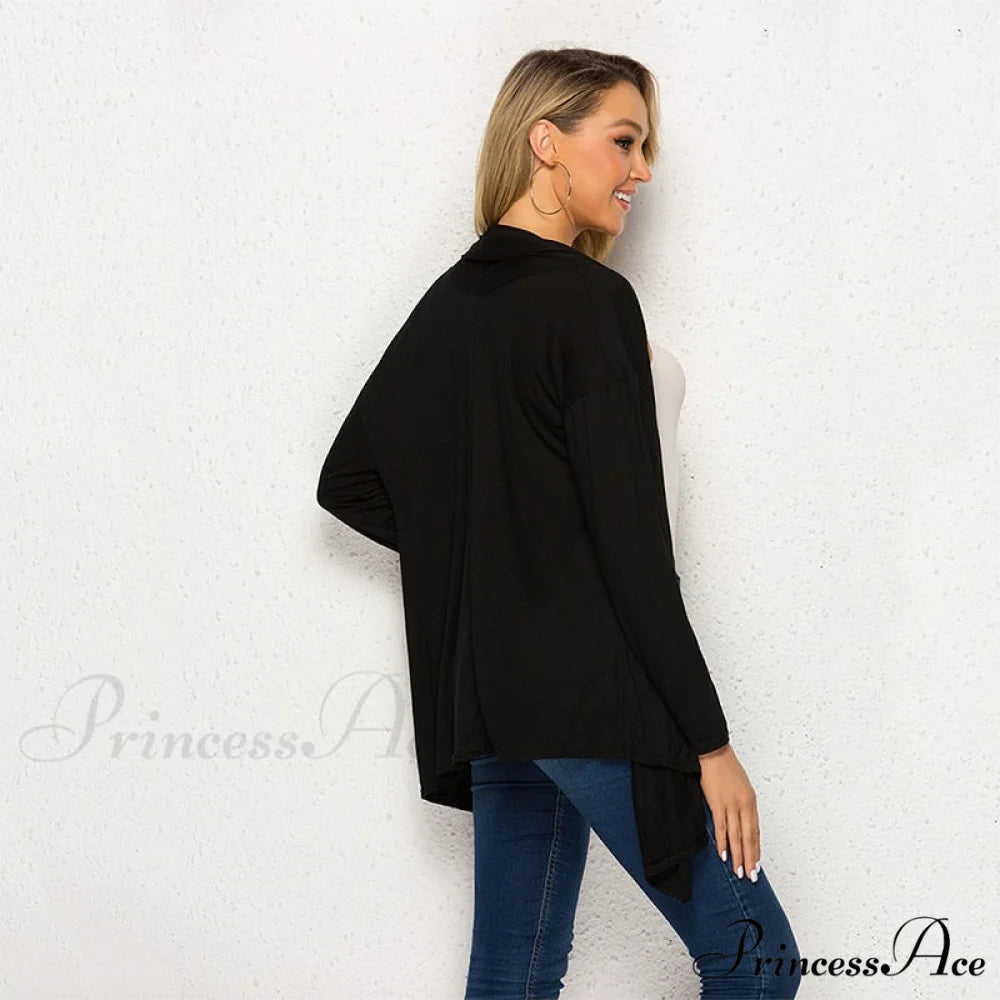 Long Sleeve Loose Irregular Hem Long Cardigan