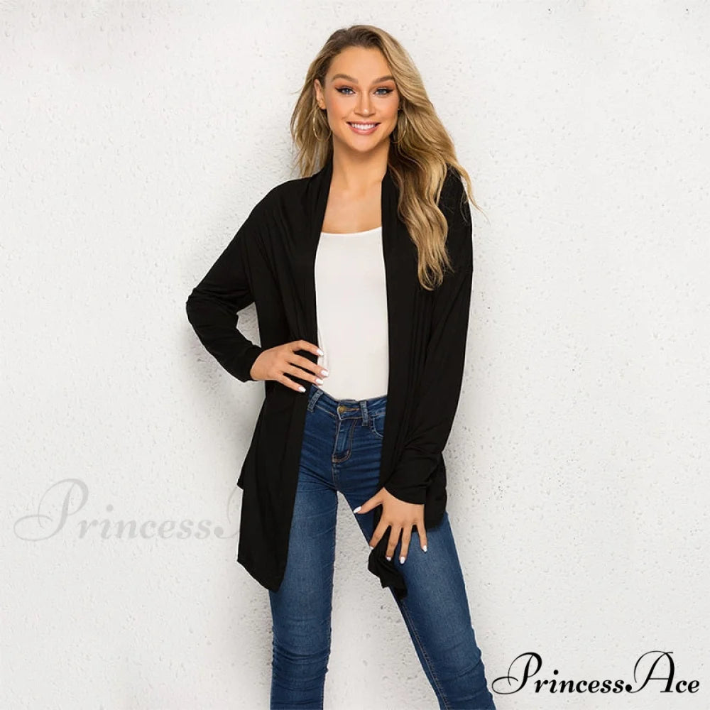 Long Sleeve Loose Irregular Hem Long Cardigan