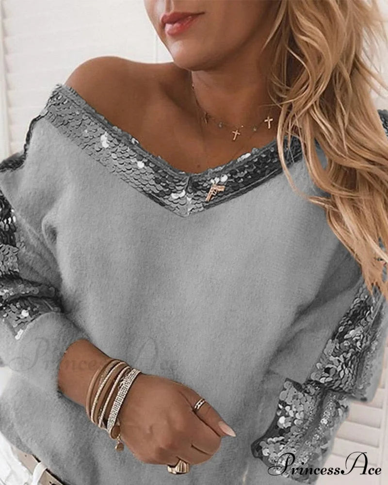 Long Sleeve V Neck Casual Club Party Knitted Sweater