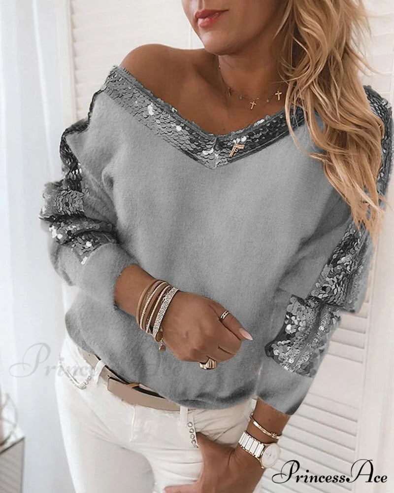 Long Sleeve V Neck Casual Club Party Knitted Sweater