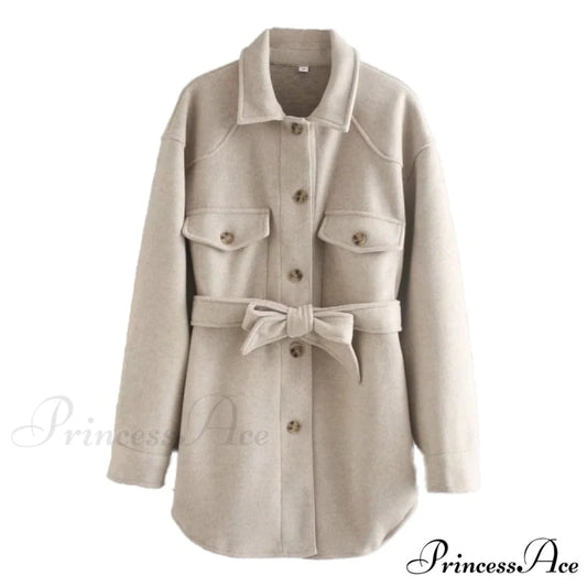 Long Sleeves Thicken Casual Fashion High Street Coat Khaki / S