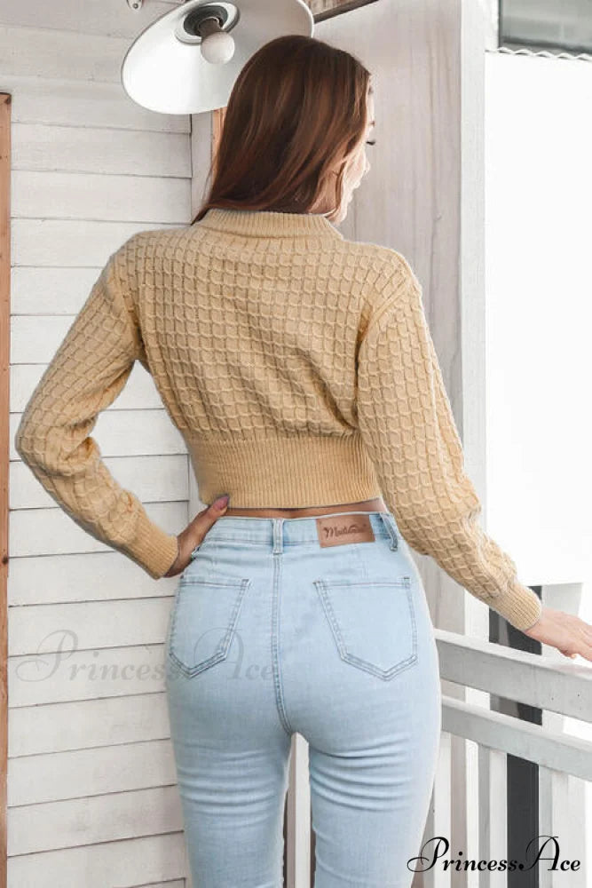 Long Sweater Round Cropped Arm with Neck