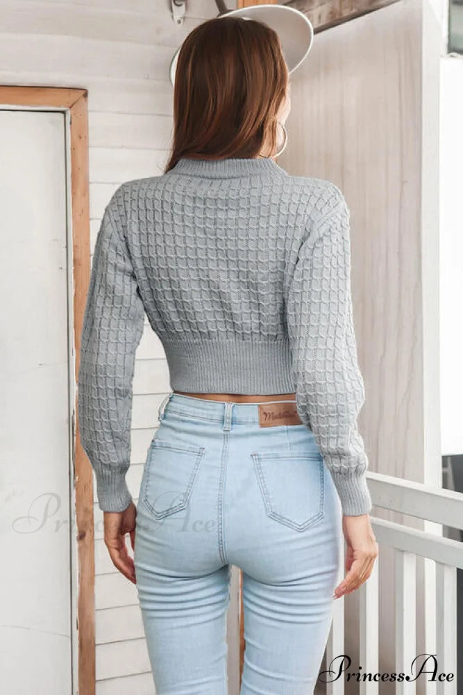Long Sweater Round Cropped Arm with Neck