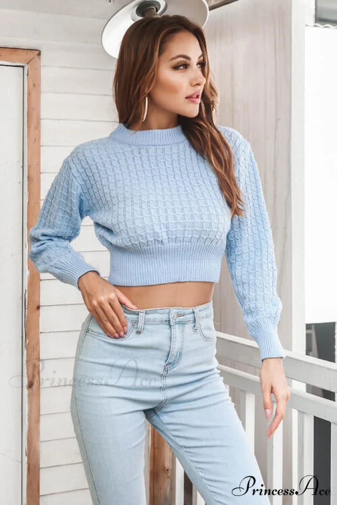 Long Sweater Round Cropped Arm with Neck