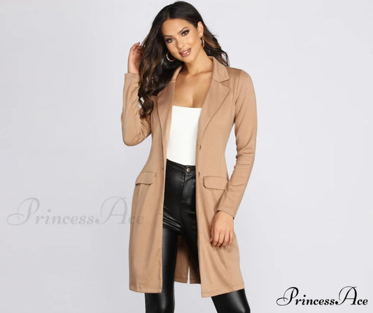 Longline Blazer for Boss Babes TAN / S