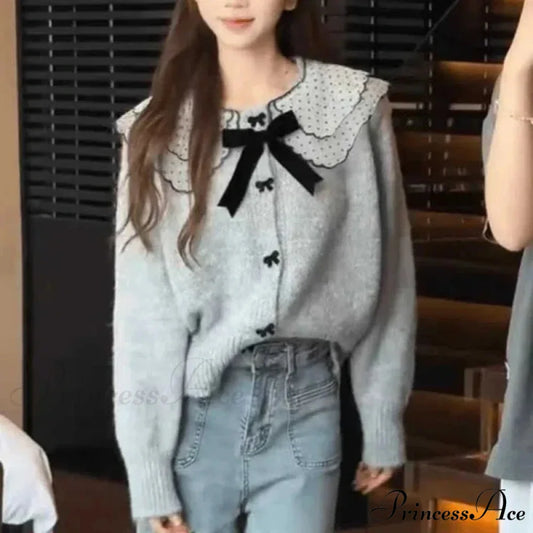 Loose Button Knit Cardigan GRAY / S cardigans-241228