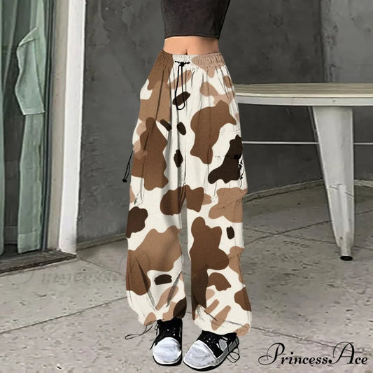 Loose Camouflage Pattern Rap Pants Khaki / S pants-241228