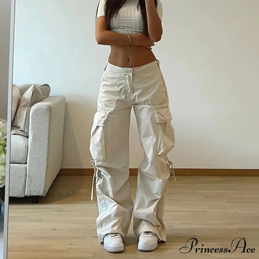 Loose Cargo Cinch Wide Leg Trousers pants-241228