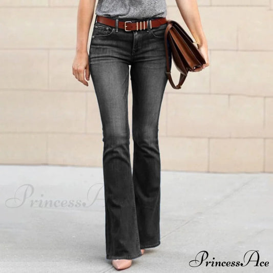 Loose Casual Fashion Plus Size Ladies Denim Trousers Black / S