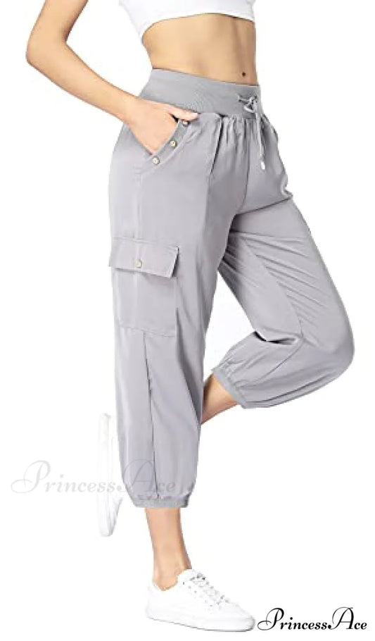 Loose Cropped Capris Cargo Joggers Pants Harem Sweatpants