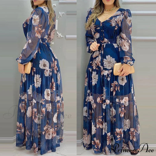 Loose Long Sleeve Lantern Sleeve Beach Wear Style Dress