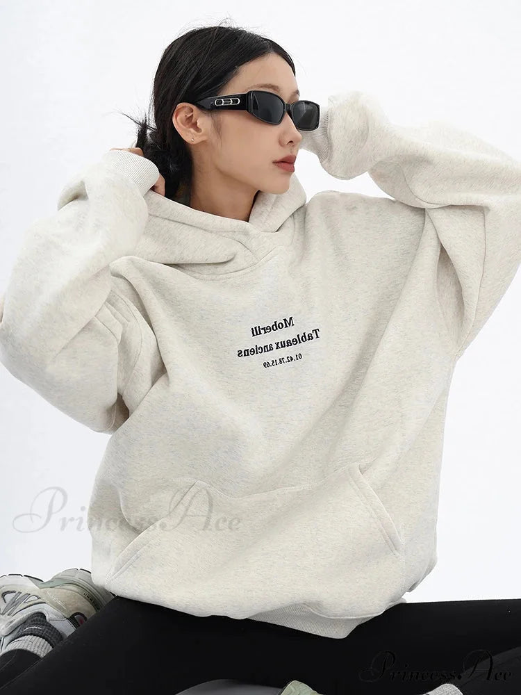 Loose Oversized Long Sleeve Fashion Comfortable Hoodie Thin / M