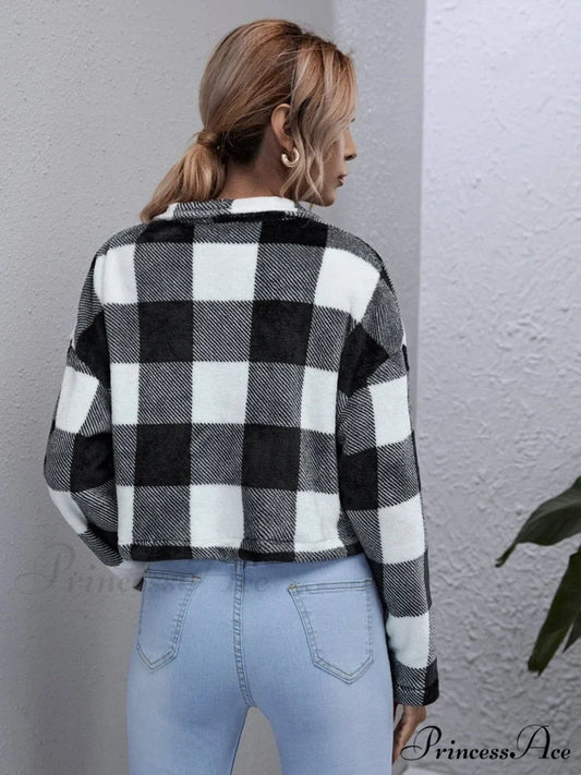 Loose Plaid Thick Coat