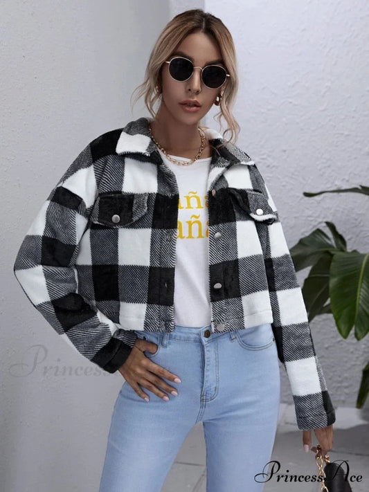 Loose Plaid Thick Coat