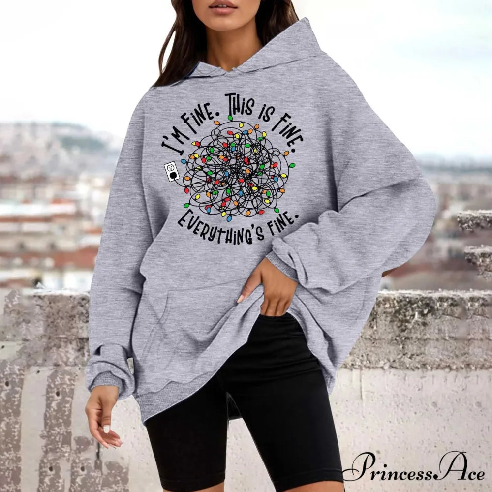Loose Pullover Four Christmas Tree Crewneck New Autumn Christmas Hoodie Light Gray-D / M Christmas Hoodies-L