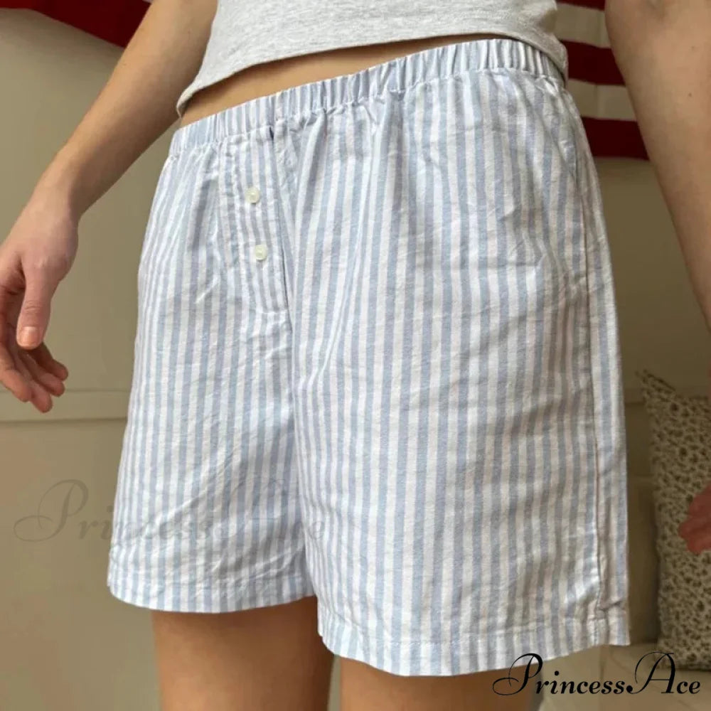 Loose Striped Retro Lounge Short short-250223