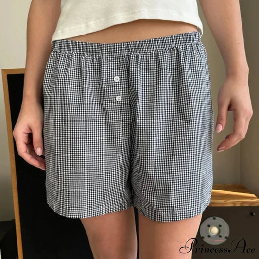 Loose Striped Retro Lounge Short Black / S short-250223