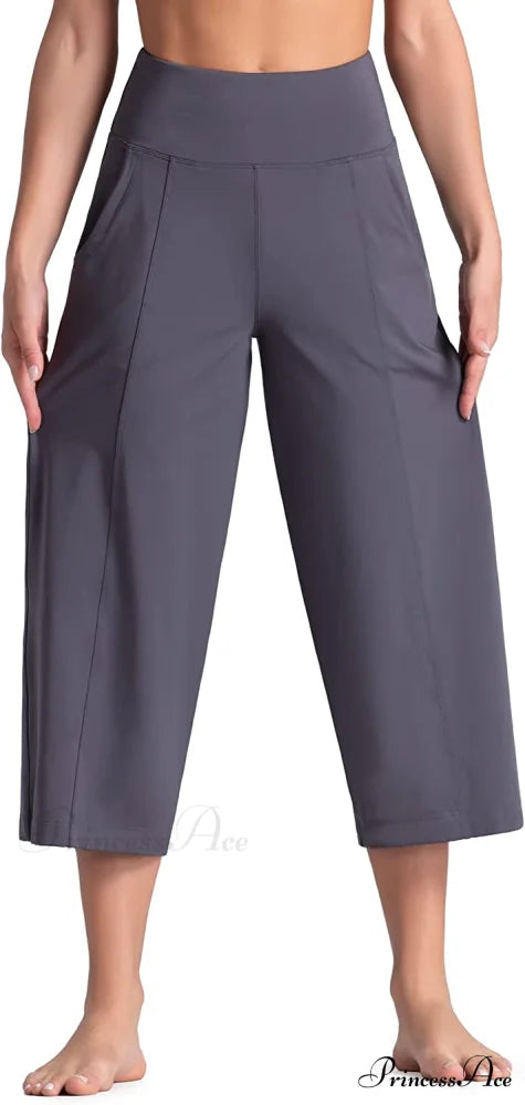 Lounge Yoga Capris Pants High Waist Workout Flare Crop Pants