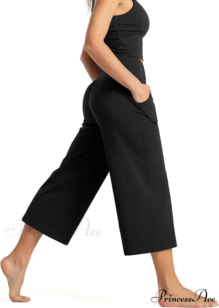 Lounge Yoga Capris Pants High Waist Workout Flare Crop Pants