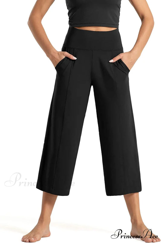 Lounge Yoga Capris Pants High Waist Workout Flare Crop Pants