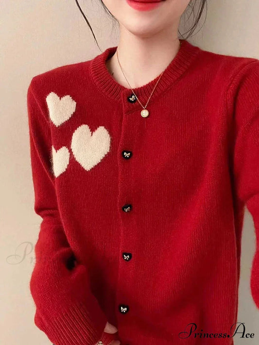 Love Print Vintage Sweet Cardigan