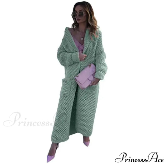 Low Collar Knitted Sweater Green / S cardigans-241228