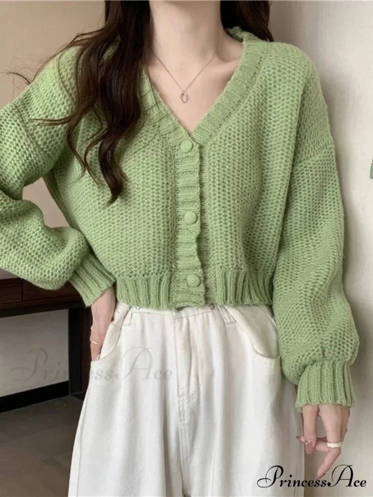 Low-cut Buttoned Knitted Cardigan cardigans-241228