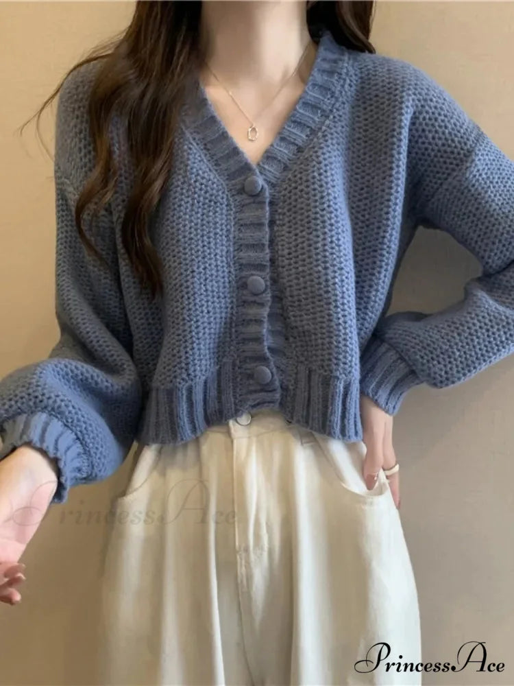 Low-cut Buttoned Knitted Cardigan cardigans-241228