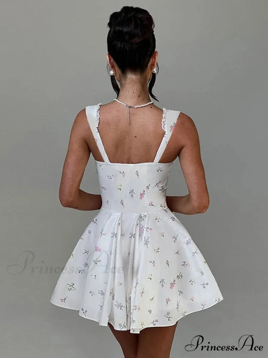 Low-cut Open-Backed Pleated Mini Dress minidress-250223