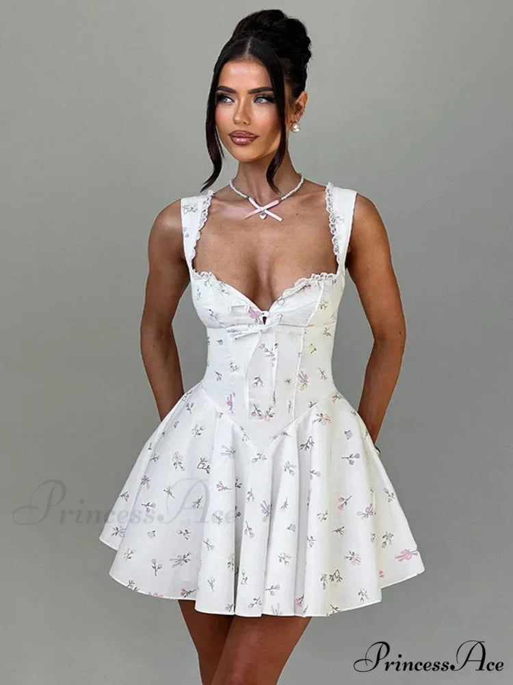 Low-cut Open-Backed Pleated Mini Dress minidress-250223